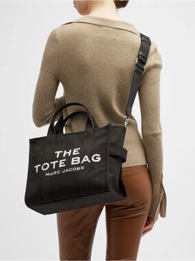 Marc Jacobs Black Canvas Logo Tote with Adjustable Strap